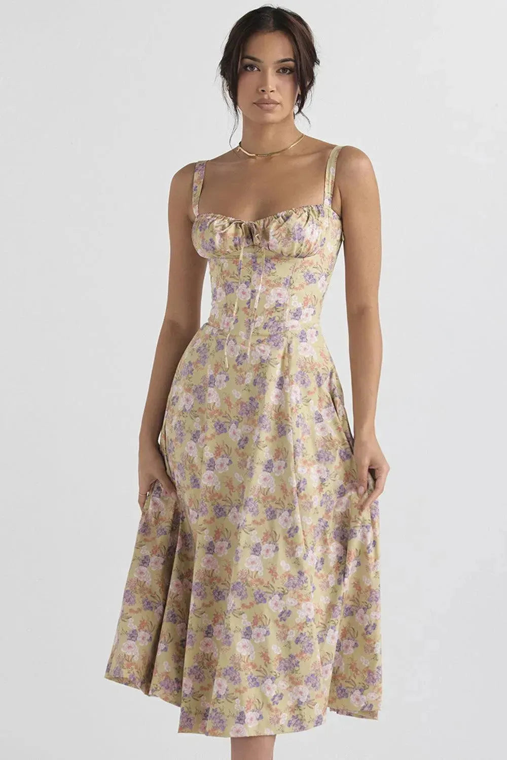 New Women's Floral Print Dress With Straps - EX-STOCK CANADA