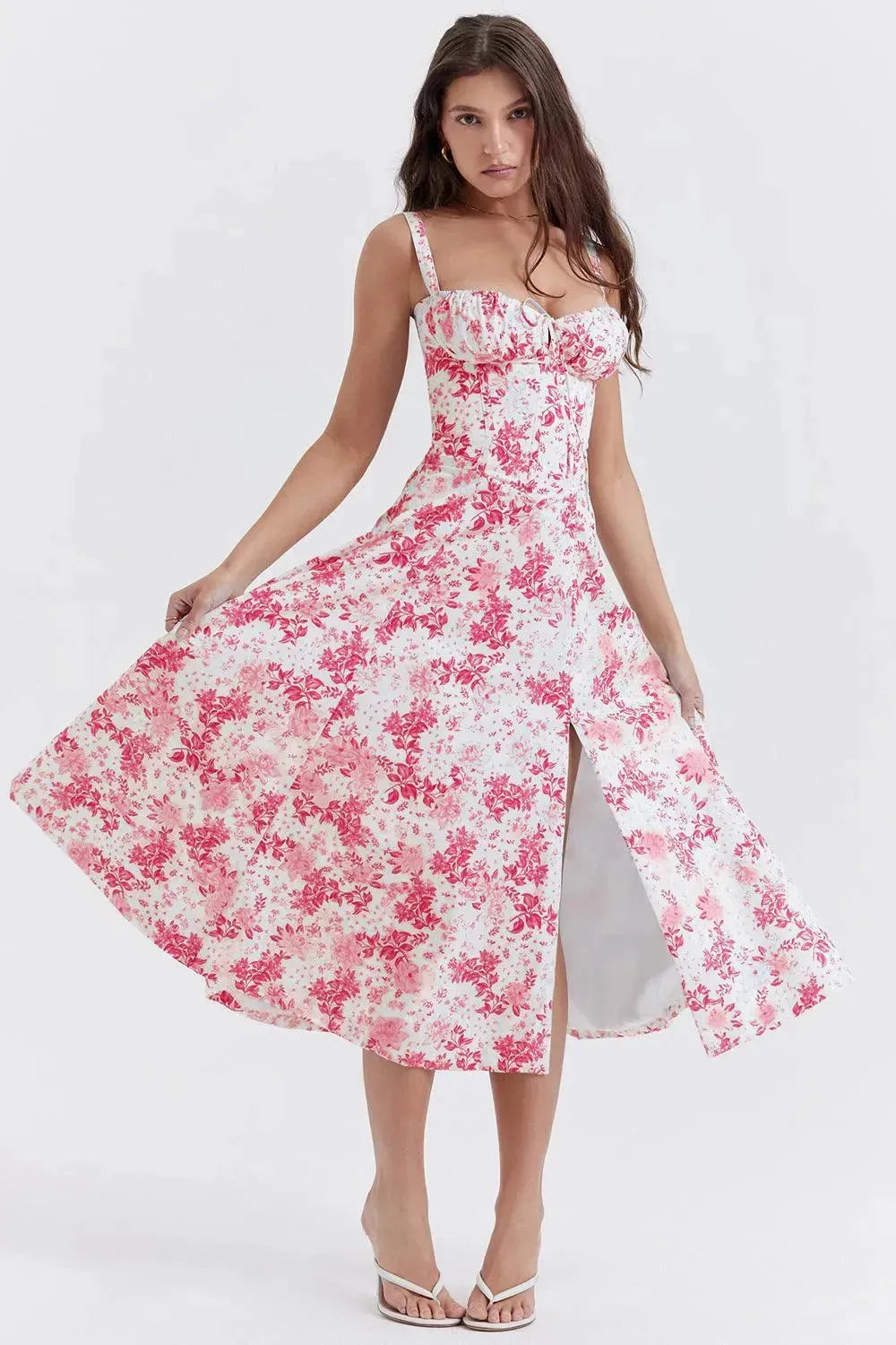 New Women's Floral Print Dress With Straps - EX-STOCK CANADA