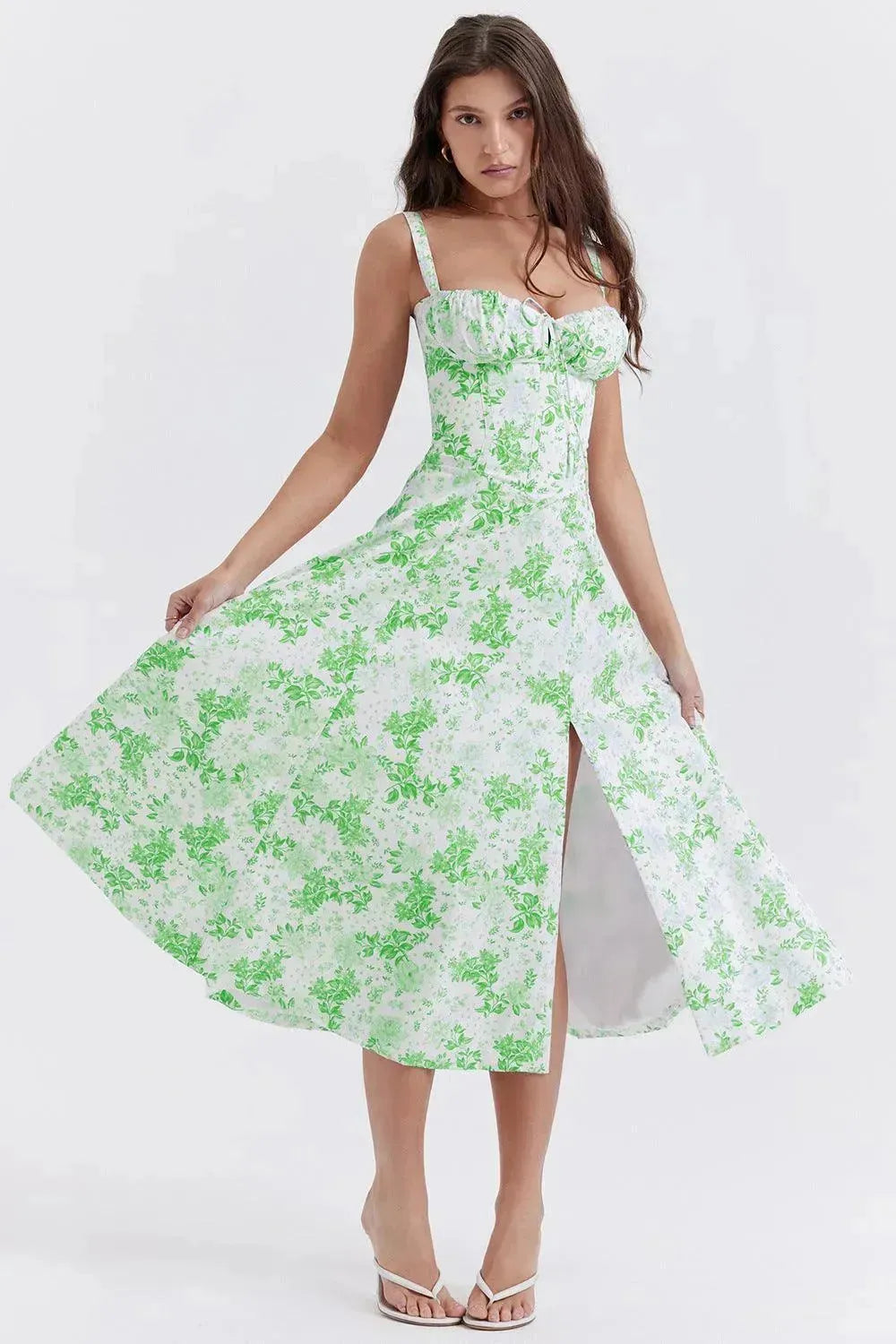 New Women's Floral Print Dress With Straps - EX-STOCK CANADA