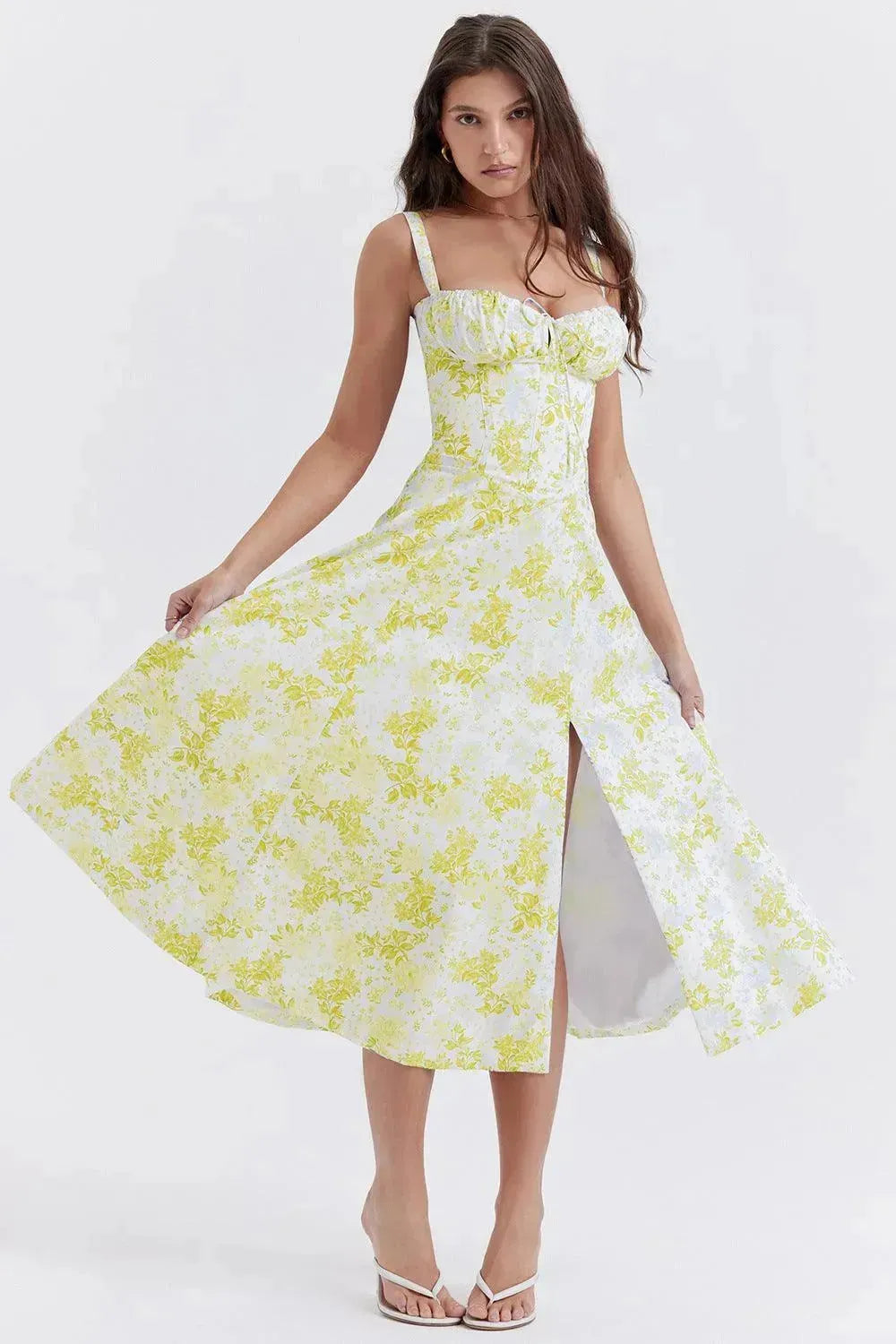 New Women's Floral Print Dress With Straps - EX-STOCK CANADA