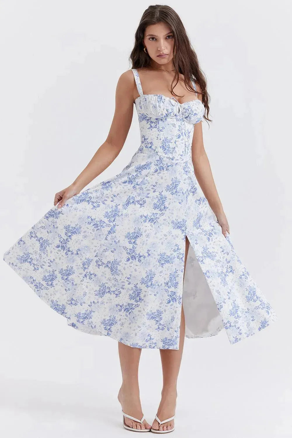 New Women's Floral Print Dress With Straps - EX-STOCK CANADA