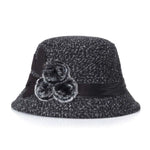 New women's woolen French plain weave flowers basin hat - EX-STOCK CANADA