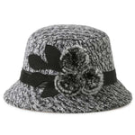 New women's woolen French plain weave flowers basin hat - EX-STOCK CANADA