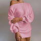 Off Shoulder Knitted Sweater Dress - Elegant Streetwear - EX-STOCK CANADA