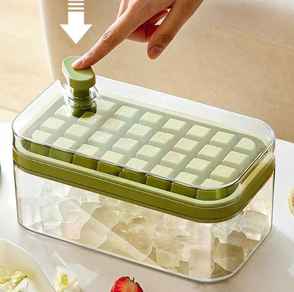 One-button Press Type Ice Mold Box Plastics Ice Cube Maker Ice Tray Mold With Storage Box With Lid Bar Kitchen Accessories - EX-STOCK CANADA