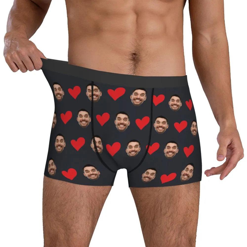 Personalized Face Photo Underwear Custom Heart Boxer Briefs Custom Men Briefs Gift For Husband - Anniversary Gift For Dad - EX-STOCK CANADA