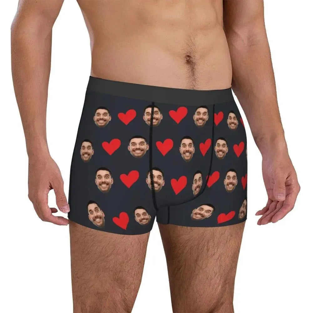 Personalized Face Photo Underwear Custom Heart Boxer Briefs Custom Men Briefs Gift For Husband - Anniversary Gift For Dad - EX-STOCK CANADA