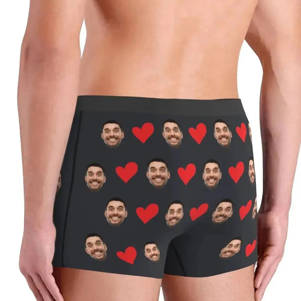 Personalized Face Photo Underwear Custom Heart Boxer Briefs Custom Men Briefs Gift For Husband - Anniversary Gift For Dad - EX-STOCK CANADA