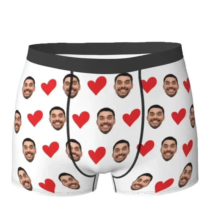 Personalized Face Photo Underwear Custom Heart Boxer Briefs Custom Men Briefs Gift For Husband - Anniversary Gift For Dad - EX-STOCK CANADA