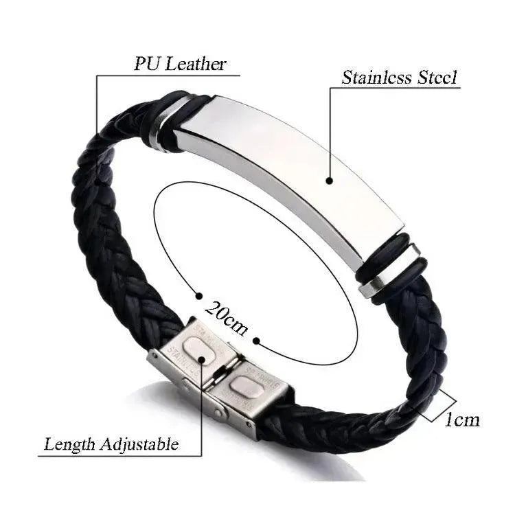 Personalized Jewelry Custom Bracelet for Women Men PU Leather Bracelet - EX-STOCK CANADA