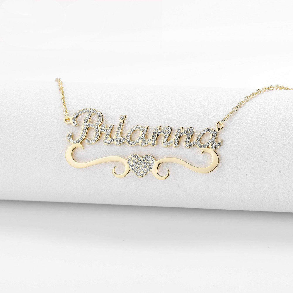 Personalized Name Heart Iced Out Pendants Necklace - EX-STOCK CANADA