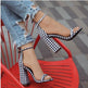 Plaid chunky high heel women's shoes - EX-STOCK CANADA