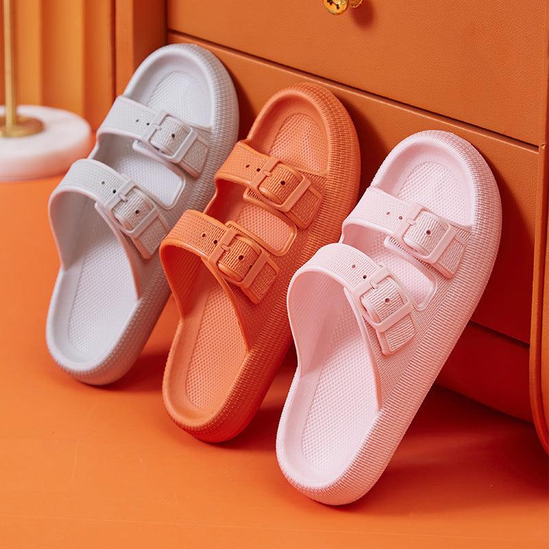 Platform Slippers Women's Summer Buckle Home Shoes Fashion Outdoor Wear Soft Bottom Sandals Ladies Slippers - EX-STOCK CANADA