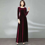 Pleuche Long Sleeve Dress Waist-tight Elegant Big Hem - EX-STOCK CANADA