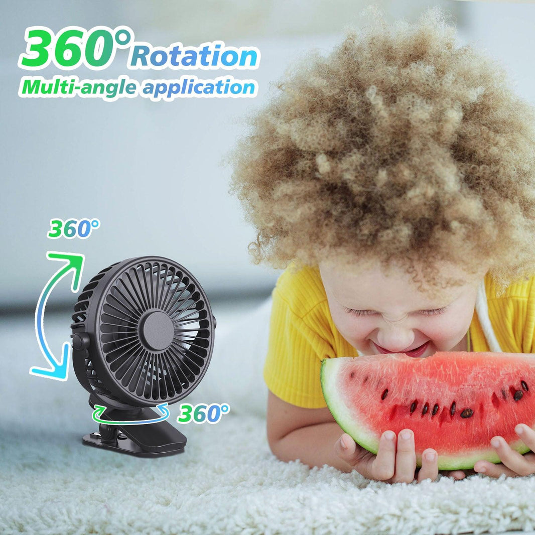 Portable Clip On Fan Battery Operated, Small Powerful USB Desk Fan, 3 Speed Quiet Rechargeable Mini Table Fan, 360 Rotate Cooling Fan For Home Office Travel Outdoor&Indoor Treadmill - EX-STOCK CANADA