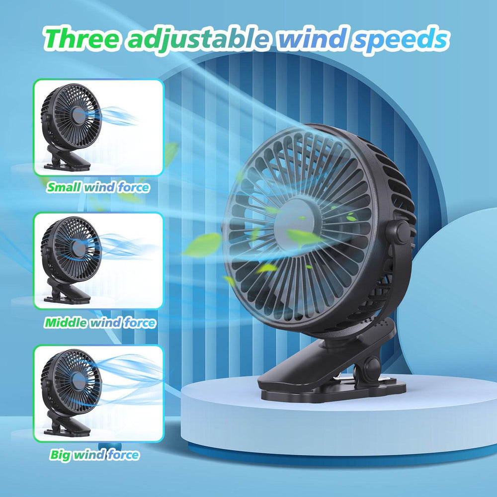 Portable Clip On Fan Battery Operated, Small Powerful USB Desk Fan, 3 Speed Quiet Rechargeable Mini Table Fan, 360 Rotate Cooling Fan For Home Office Travel Outdoor&Indoor Treadmill - EX-STOCK CANADA