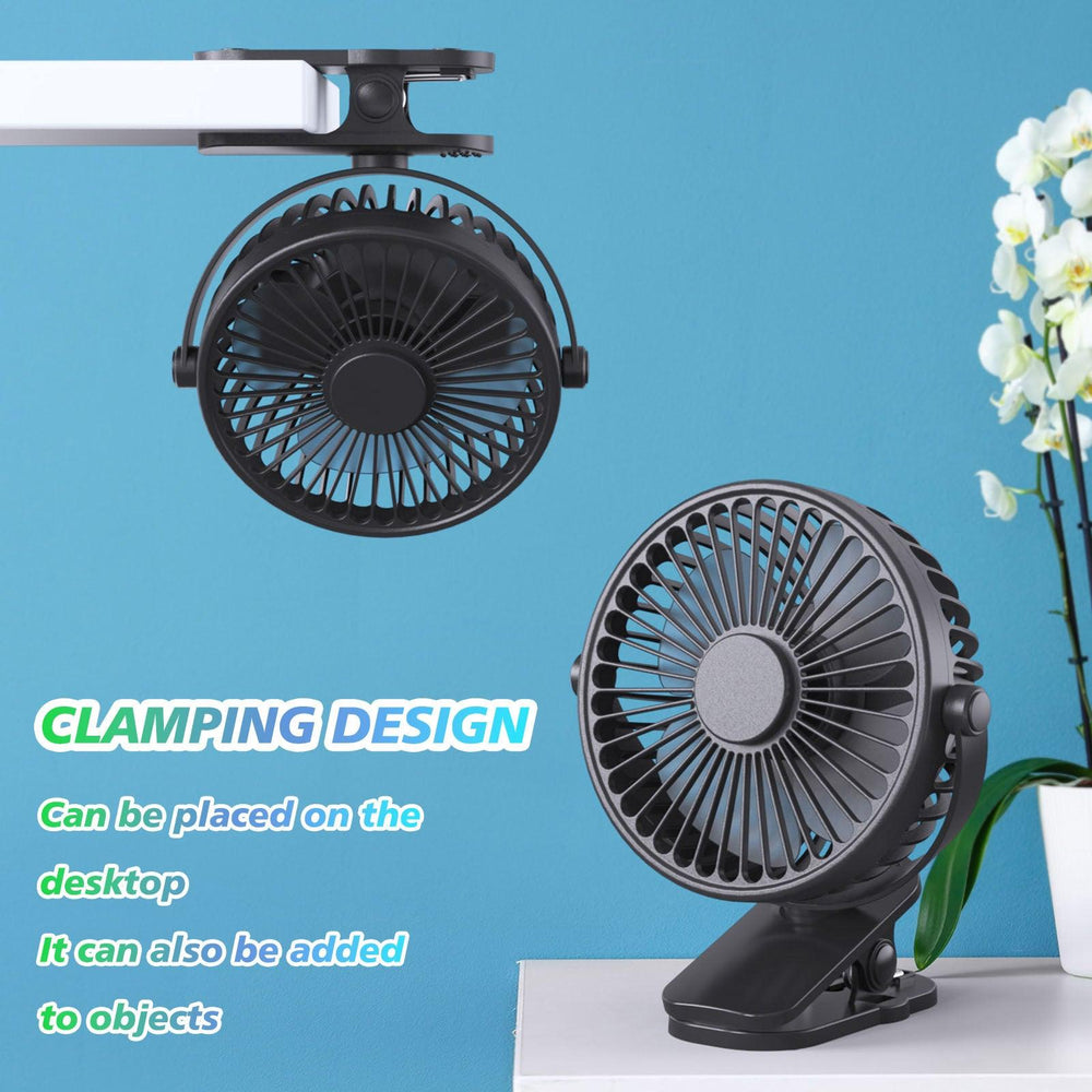 Portable Clip On Fan Battery Operated, Small Powerful USB Desk Fan, 3 Speed Quiet Rechargeable Mini Table Fan, 360 Rotate Cooling Fan For Home Office Travel Outdoor&Indoor Treadmill - EX-STOCK CANADA