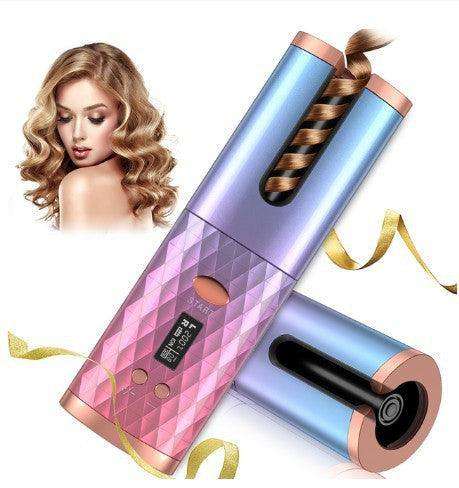 Portable LCD Hair Curler: Rechargeable, Ceramic, Auto Rotating - EX-STOCK CANADA