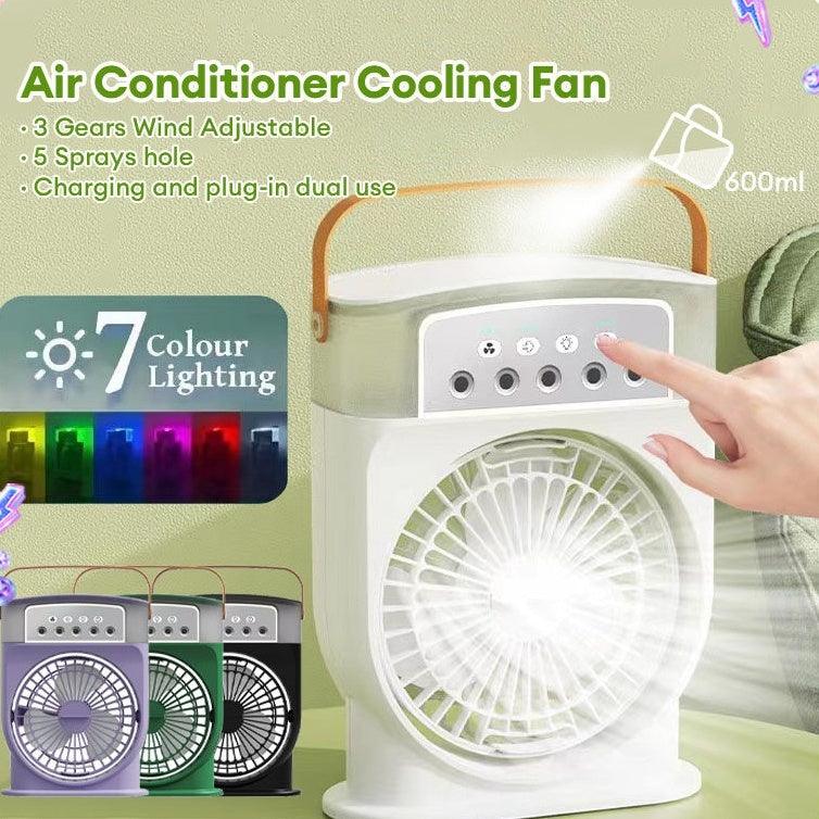 Portable USB Air Conditioner Cooling Fan With 5 Sprays 7 Color Light 600ML Water Tank Spray Mist Air Cooler Humidifiers - EX-STOCK CANADA