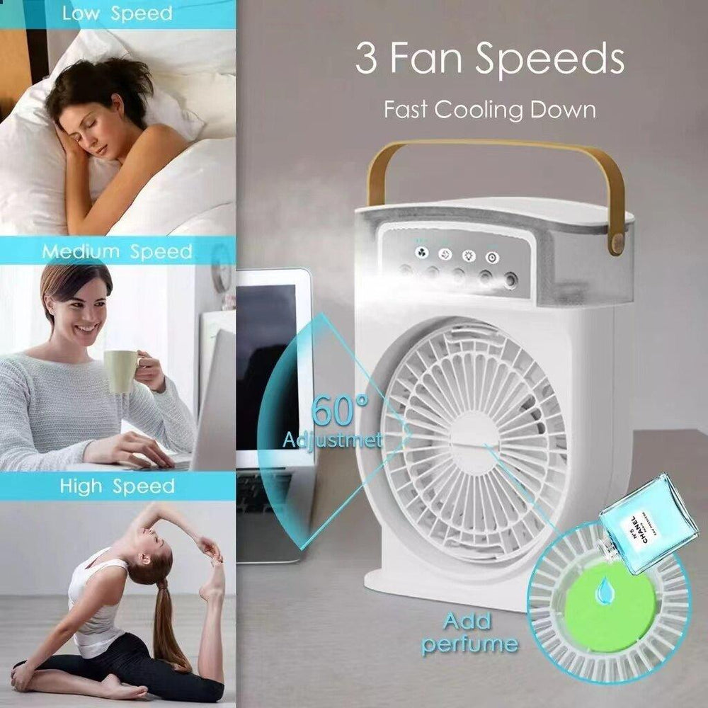 Portable USB Air Conditioner Cooling Fan With 5 Sprays 7 Color Light 600ML Water Tank Spray Mist Air Cooler Humidifiers - EX-STOCK CANADA