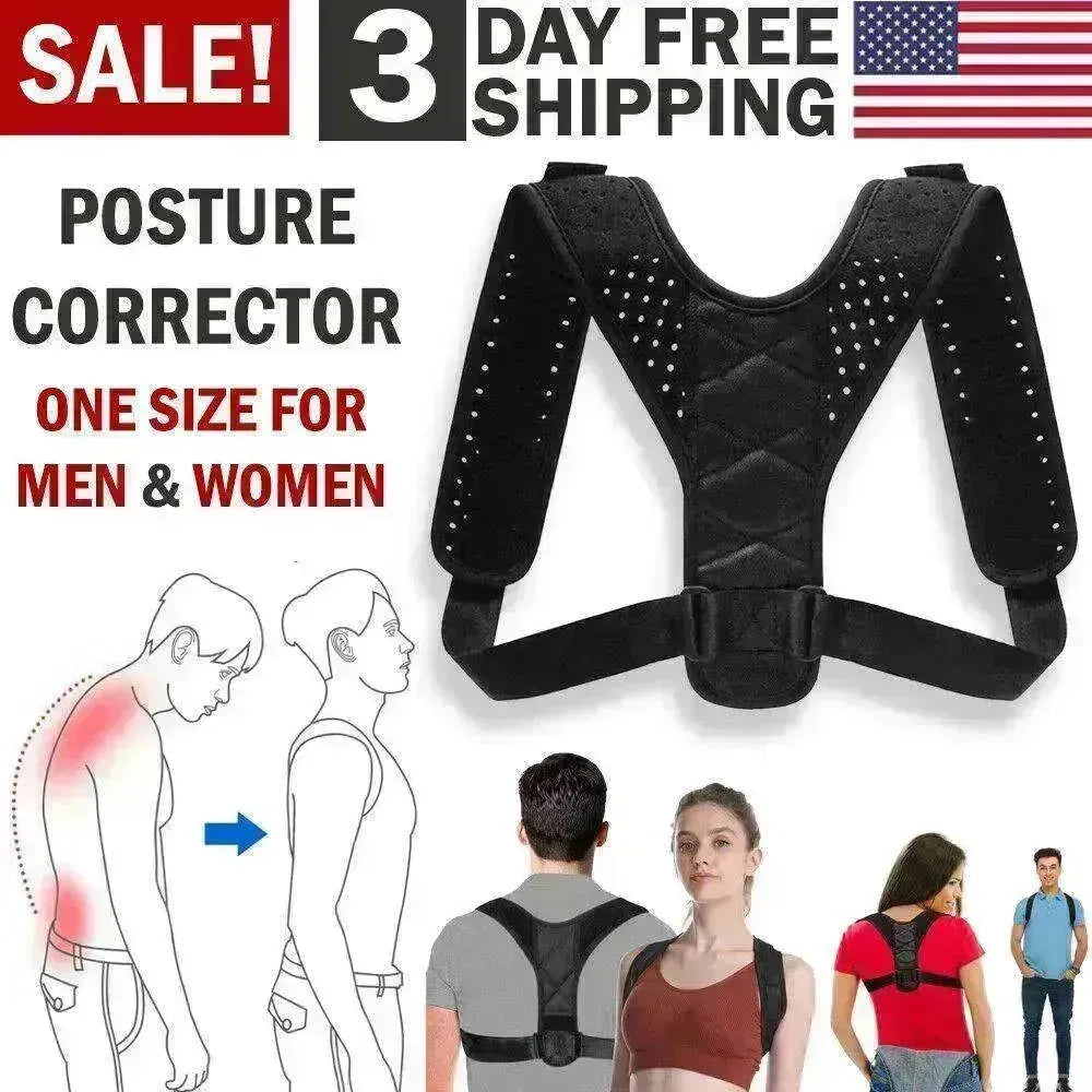 Posture Corrector Men Women Upper Back Pain Brace Clavicle Support Straightener - EX-STOCK CANADA