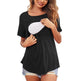 Pregnant Women Solid Color Round Neck Short Sleeves Breastfeeding Postpartum Nursing Top T-shirt - EX-STOCK CANADA