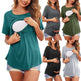 Pregnant Women Solid Color Round Neck Short Sleeves Breastfeeding Postpartum Nursing Top T-shirt - EX-STOCK CANADA