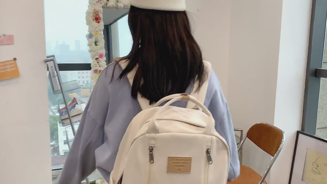 Cool Canvas Backpacks School Bag Double Zipper Bookbag