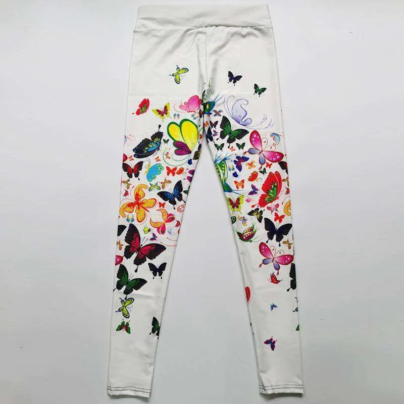 Printed Floral Butterfly Leggings High Waist Slim Yoga Pants Leggings - EX-STOCK CANADA