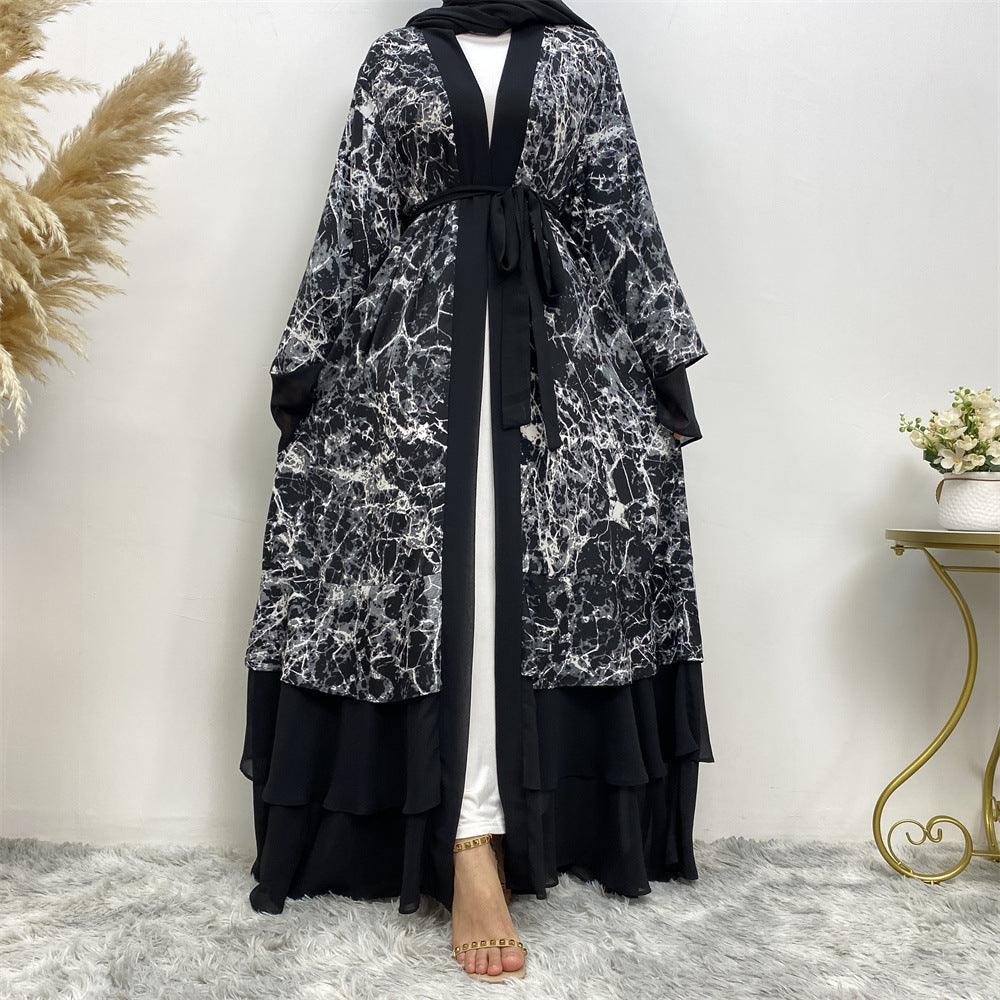 Printed Panel Top Robe Dress for Arab Dubai Turkey Middle East Women - EX-STOCK CANADA