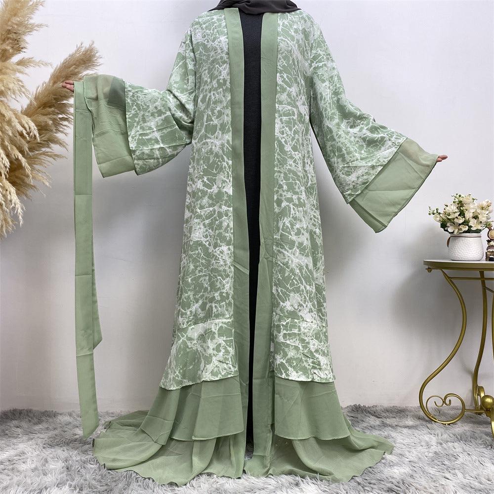 Printed Panel Top Robe Dress for Arab Dubai Turkey Middle East Women - EX-STOCK CANADA