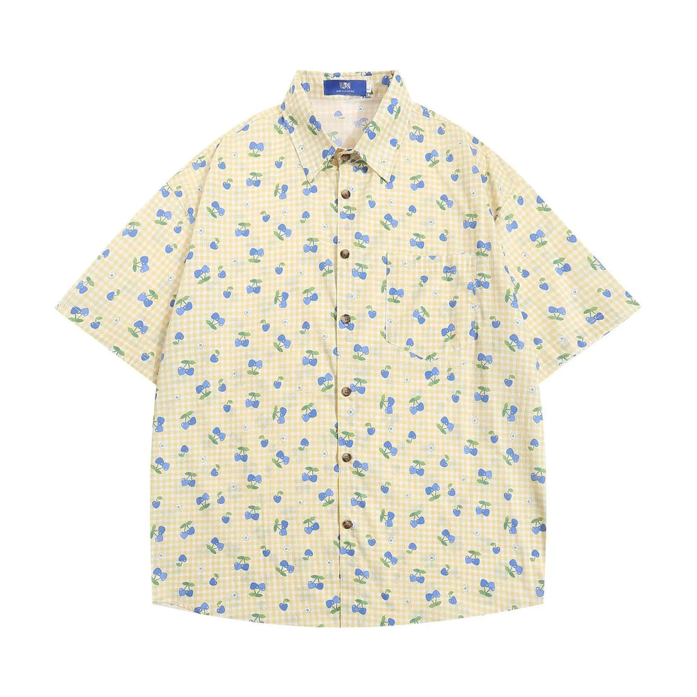 Printed Small Cherry Short-sleeved Shirt - EX-STOCK CANADA