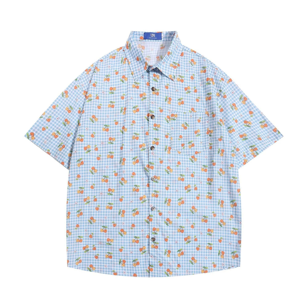 Printed Small Cherry Short-sleeved Shirt - EX-STOCK CANADA