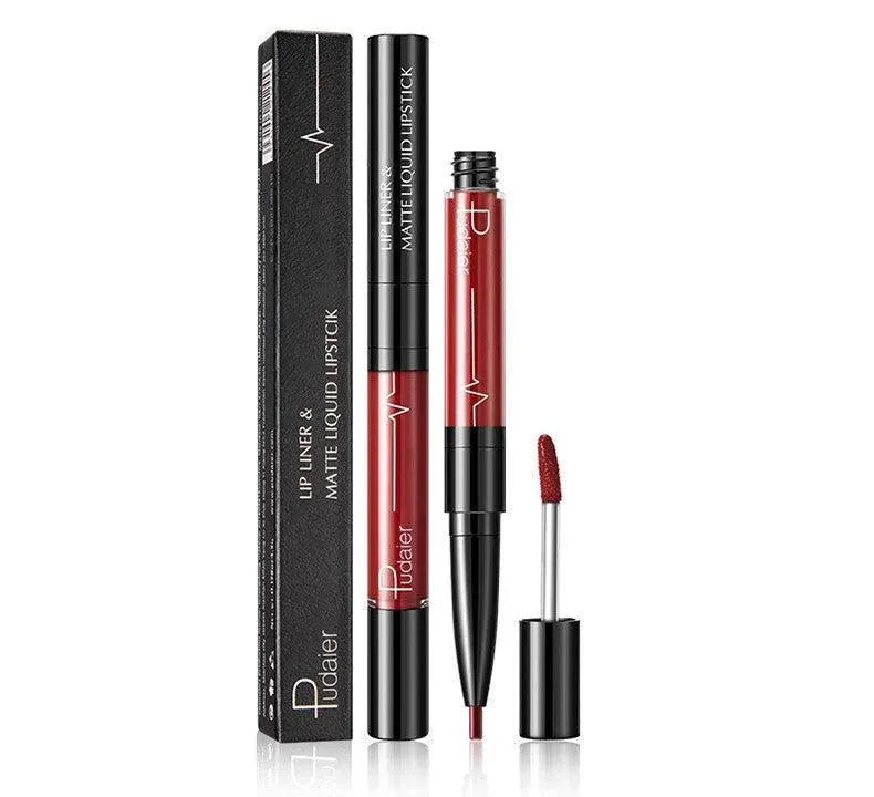 Pudaier Matte Lip Gloss Lip Liner 2 in1 Maquiagem Profissional Completa Agate Red Lip Tint Plumper Tattoo Makeup liquid Lipstick - EX-STOCK CANADA