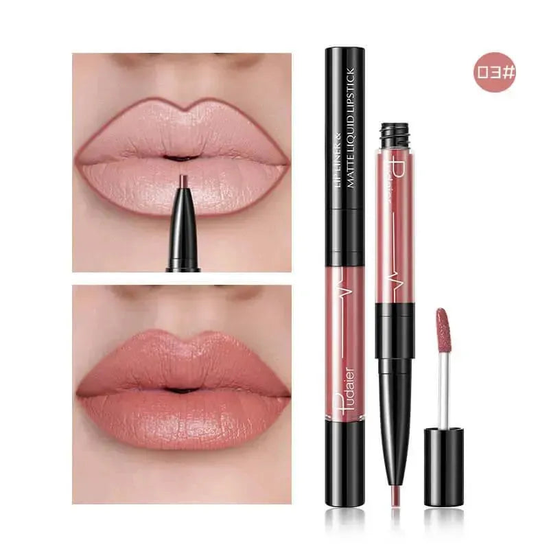 Pudaier Matte Lip Gloss Lip Liner 2 in1 Maquiagem Profissional Completa Agate Red Lip Tint Plumper Tattoo Makeup liquid Lipstick - EX-STOCK CANADA