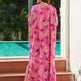 Rayon Rose Red Embroidered Beach Dress Outer Wear - EX-STOCK CANADA