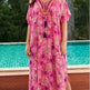 Rayon Rose Red Embroidered Beach Dress Outer Wear - EX-STOCK CANADA