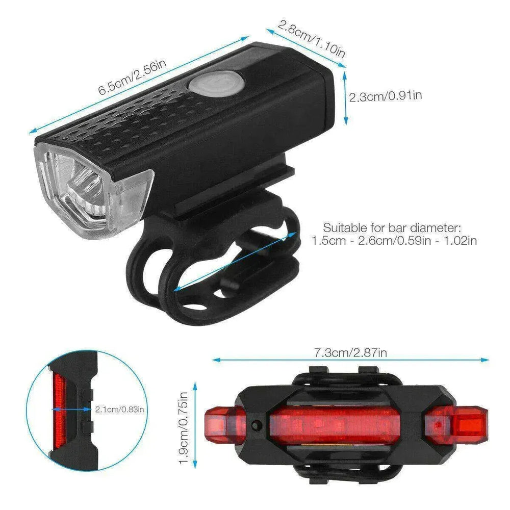 Recharge LED Bike Light Set: Rainproof - EX-STOCK CANADA