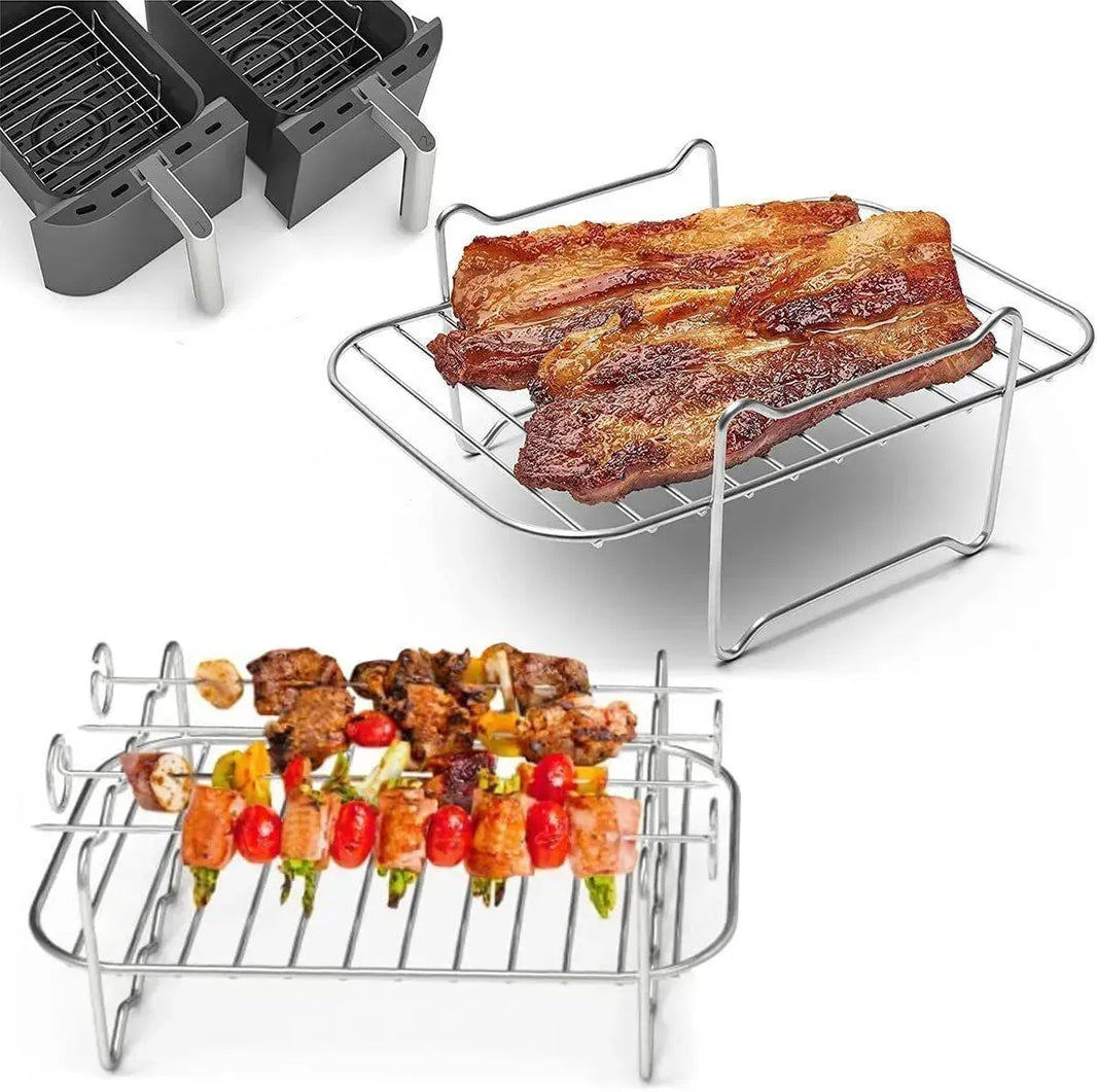 Rectangular Four-corner G-shaped BBQ Sticks Double Layer Stainless Steel Barbecue Grill Cross-border Foreign Trade - EX-STOCK CANADA