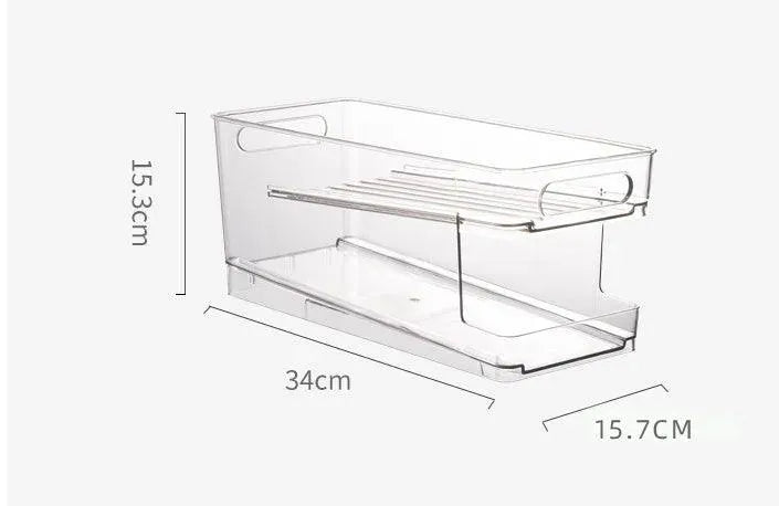 Refrigerator Beverage Storage Box Double-layer Self-rolling Kitchen Storage Rack - EX-STOCK CANADA