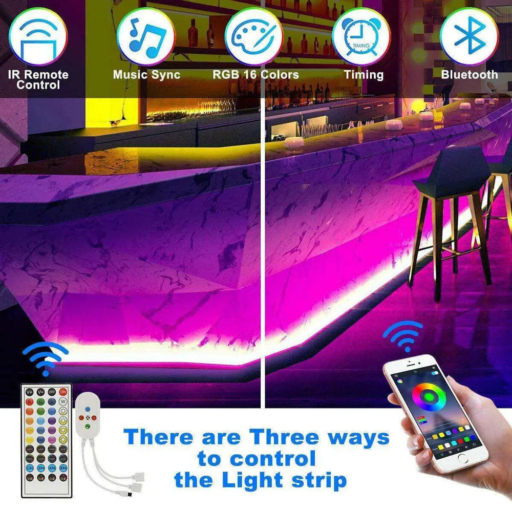 Remote Color Changing Led Strip Lights 5050 RGB Bluetooth Room Light - EX-STOCK CANADA