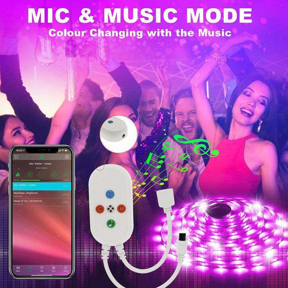 Remote Color Changing Led Strip Lights 5050 RGB Bluetooth Room Light - EX-STOCK CANADA