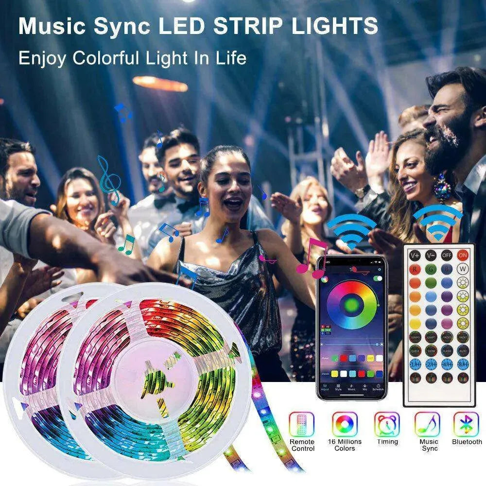 Remote Color Changing Led Strip Lights 5050 RGB Bluetooth Room Light - EX-STOCK CANADA