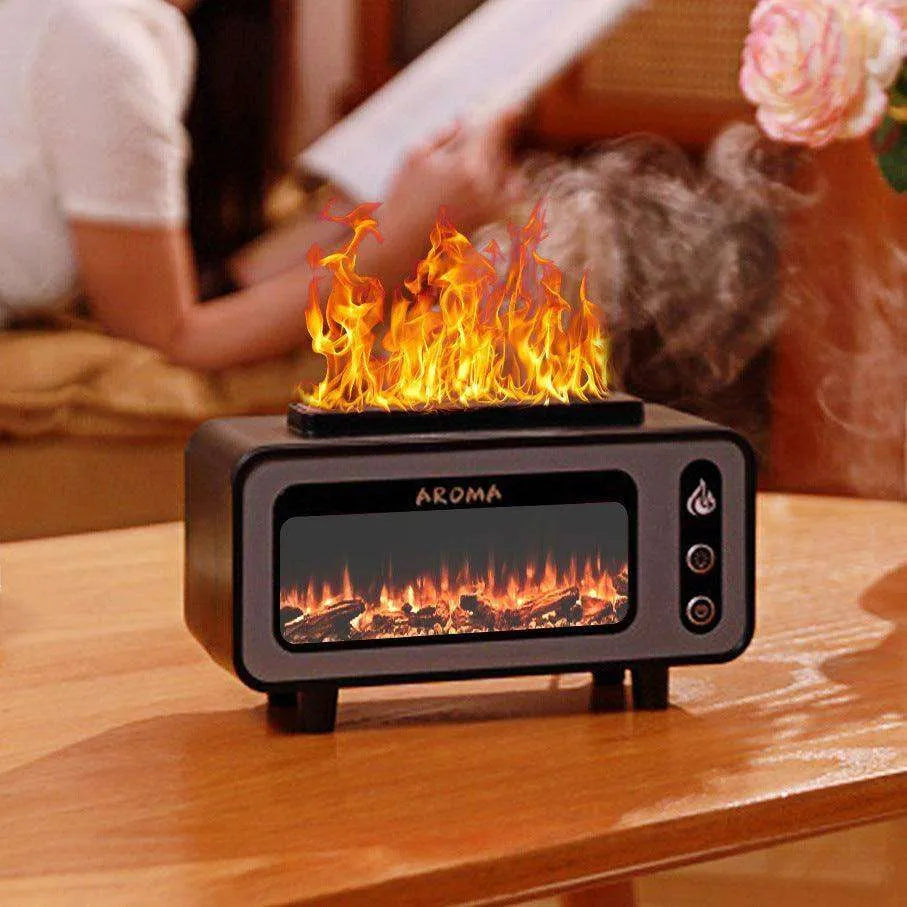 Retro Fireplace Aroma Diffuser Simulation Flame Creative Desktop Humidifier - EX-STOCK CANADA