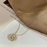 Retro Magnetic Folding Heart Shaped Four Leaf Clover Pendant Women Necklace - EX-STOCK CANADA