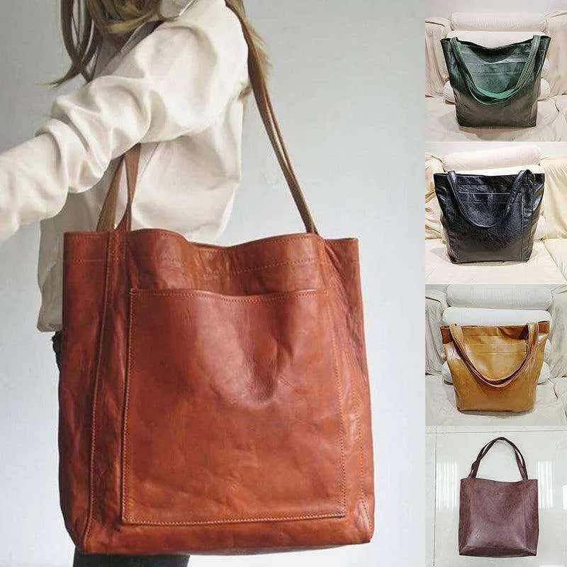 Retro Shoulder Bag Big Pocket Oil Wax Totes - EX-STOCK CANADA