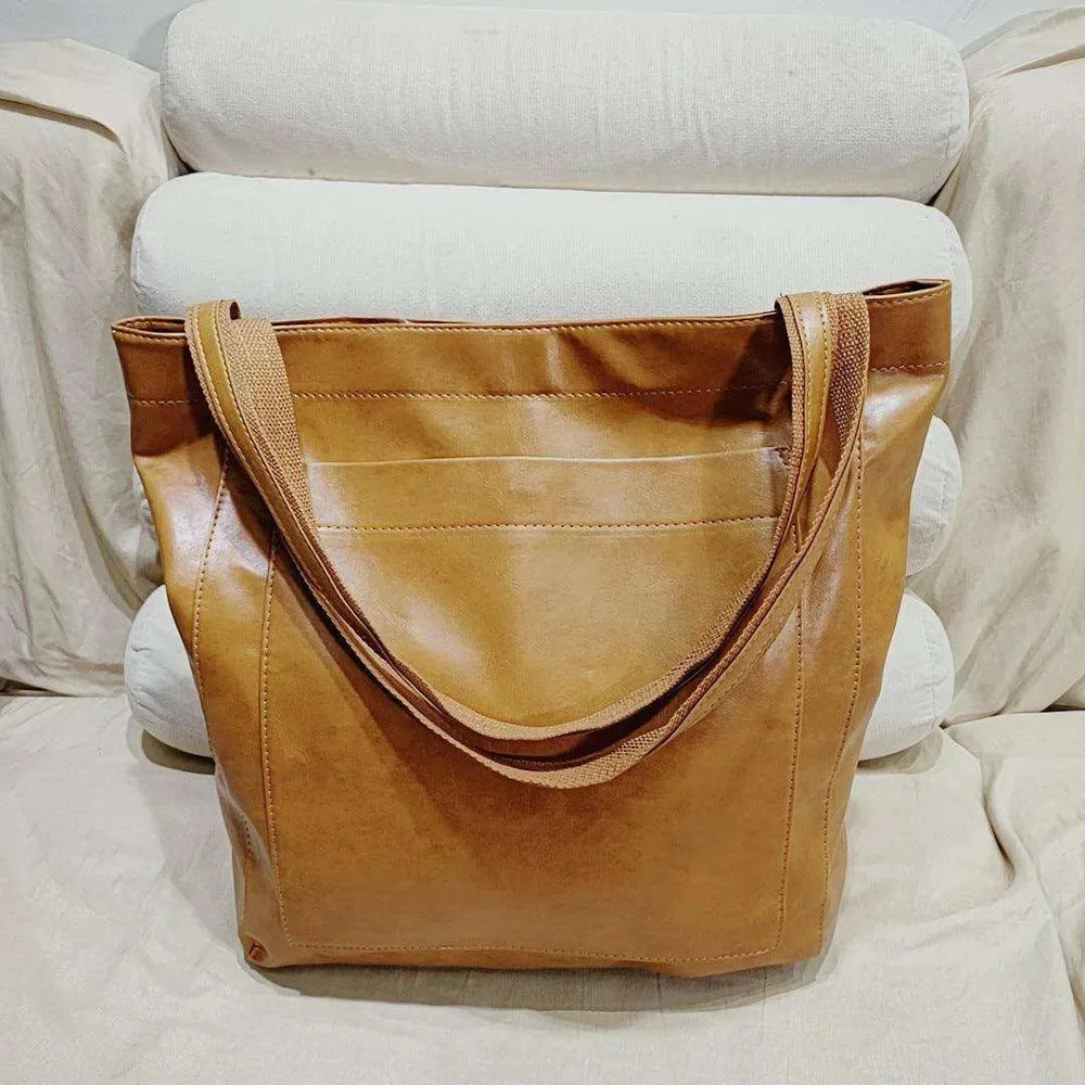 Retro Shoulder Bag Big Pocket Oil Wax Totes - EX-STOCK CANADA