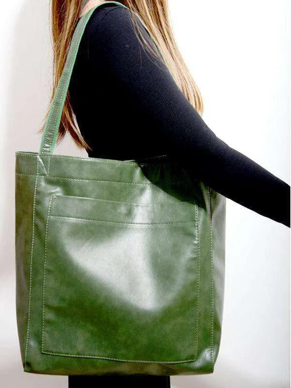 Retro Shoulder Bag Big Pocket Oil Wax Totes - EX-STOCK CANADA