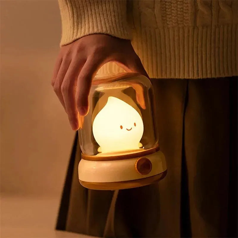 Retro Small Night Lamp Bedroom Mini Desktop LED Cute Night Lamp Creative USB Rechargeable Portable Cartoon Table Lamp For Coffee Bar Hotel Bedroom Home Decor - EX-STOCK CANADA