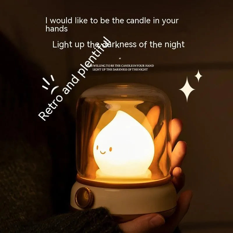 Retro Small Night Lamp Bedroom Mini Desktop LED Cute Night Lamp Creative USB Rechargeable Portable Cartoon Table Lamp For Coffee Bar Hotel Bedroom Home Decor - EX-STOCK CANADA